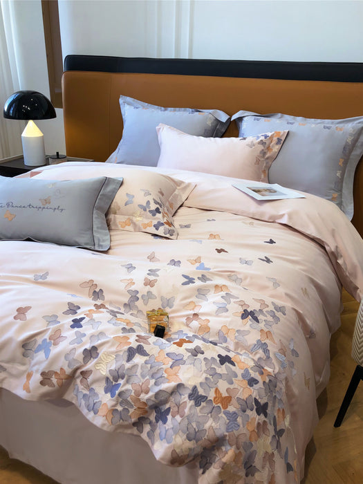 Little butterfly(pink)——three-piece set of  embroidered bedding