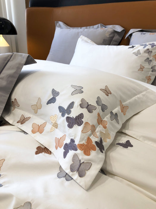 Little butterfly(white)——three-piece set of  embroidered bedding
