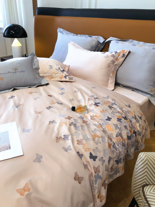 Little butterfly(pink)——three-piece set of  embroidered bedding