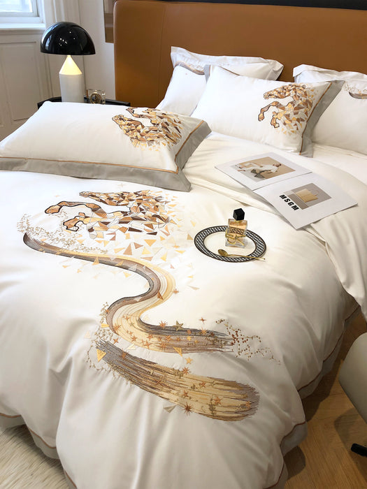 Star horse(white)——three-piece set of  embroidered bedding
