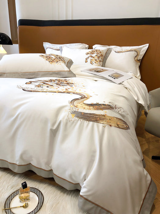 Star horse(white)——three-piece set of  embroidered bedding