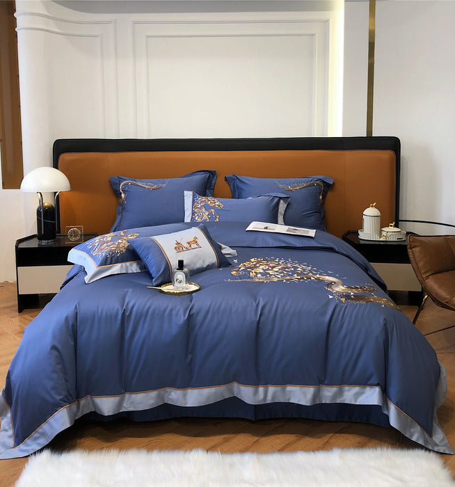 Star horse(blue)——three-piece set of  embroidered bedding